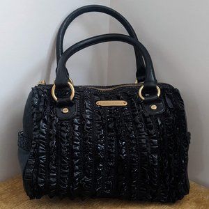 Betsey Johnson Ruffle Satchel Purse in Black